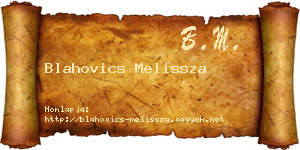 Blahovics Melissza névjegykártya